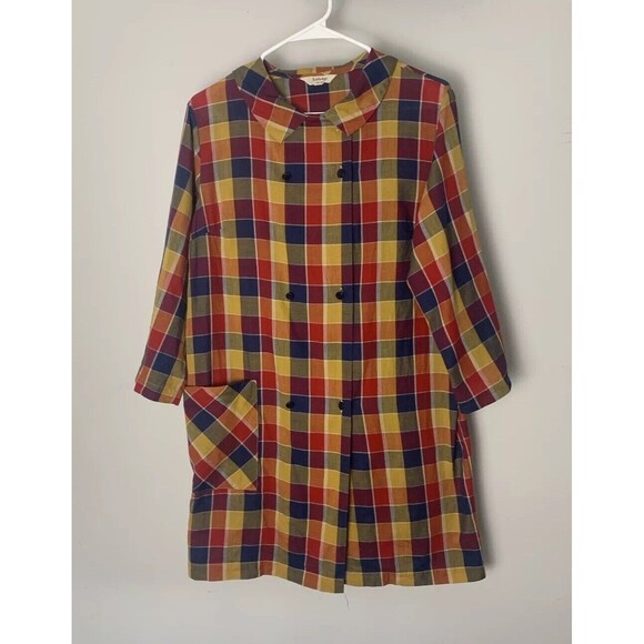 Rutledge Scottish Clan Checkered, Retro Collared Double Breast Button Up Dress - Picture 1 of 6